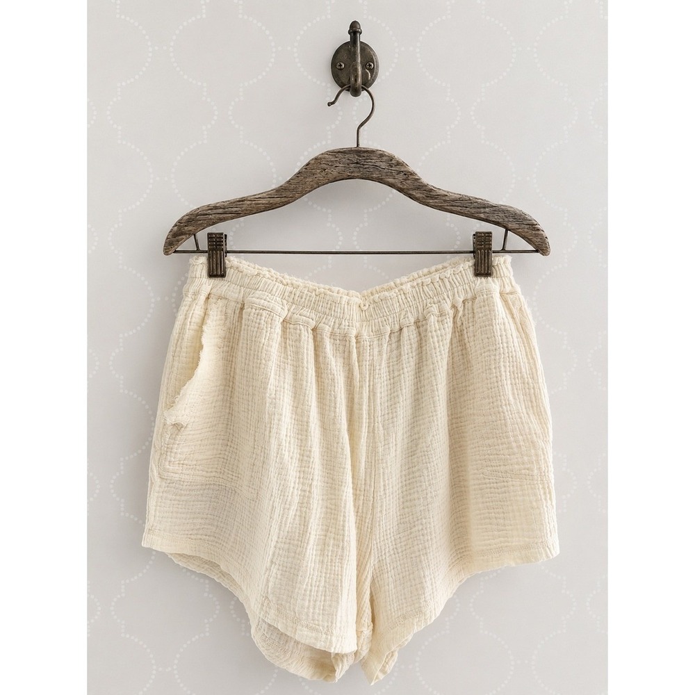 Jadelynn Brooke Cream High-Waist Gauze Shorts